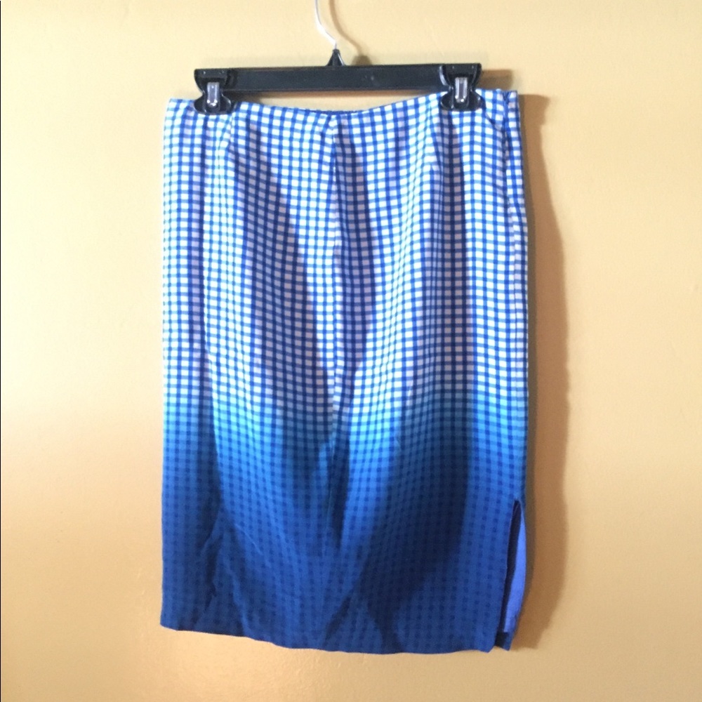 100% silk Bailey 44 ombré gingham plaid skirt